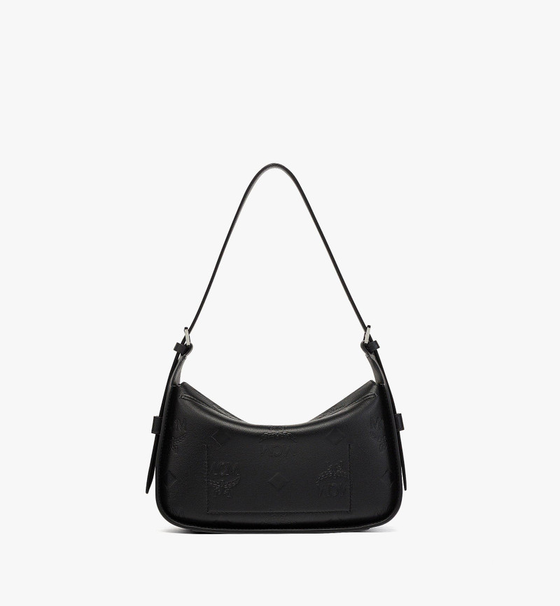 Aren Flap Hobo Bag in Embossed Monogram Leather 4