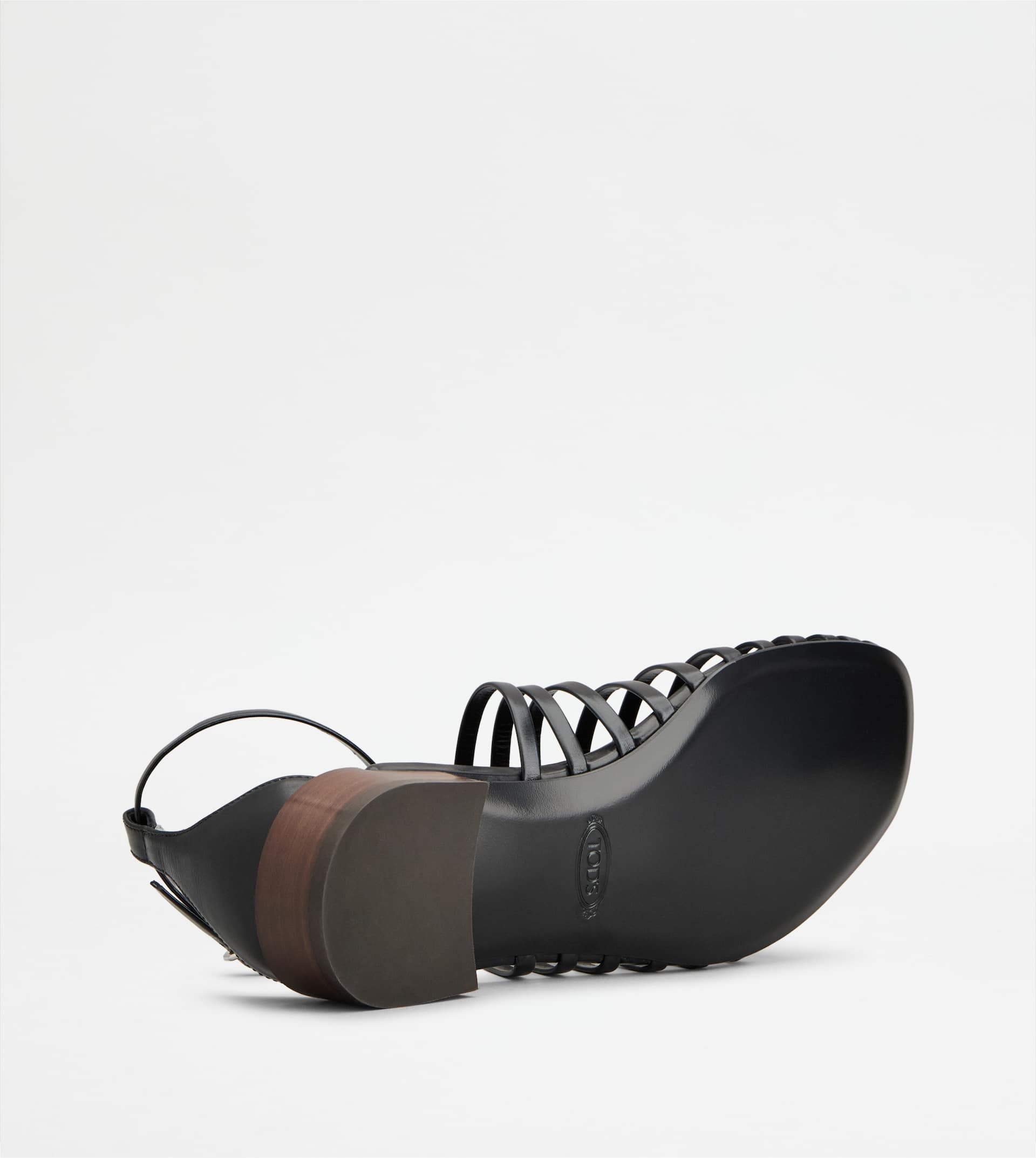 SANDALS IN LEATHER - BLACK - 4