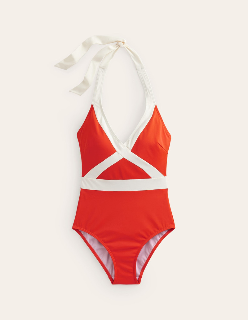Kefalonia Halterneck Swimsuit-Fiesta/ Ivory Colourblock 7