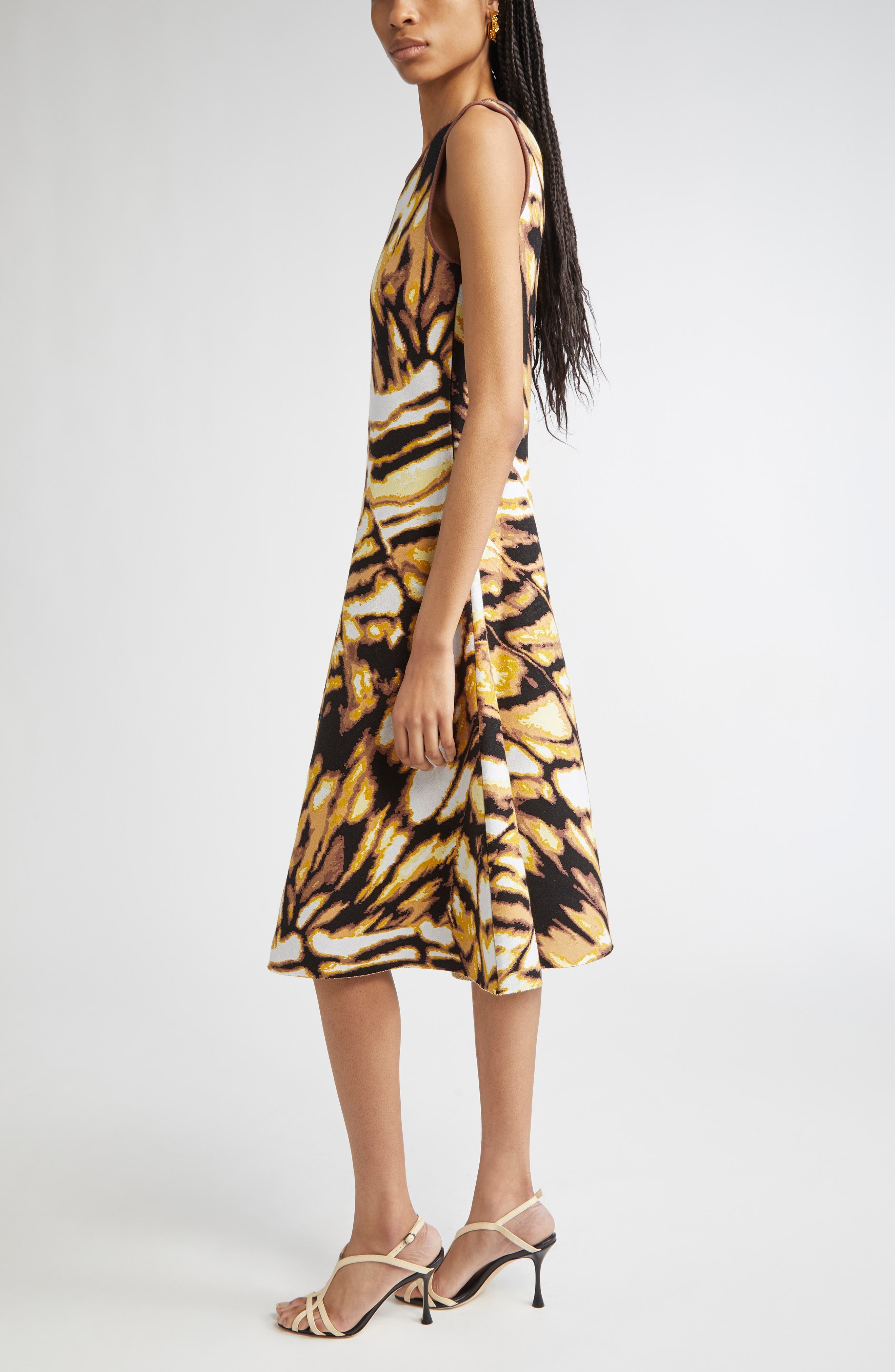 Oscar de la Renta Abstract Butterfly Jacquard Fit & Flare Dress in Black/yellow Multi at Nordstrom - 3