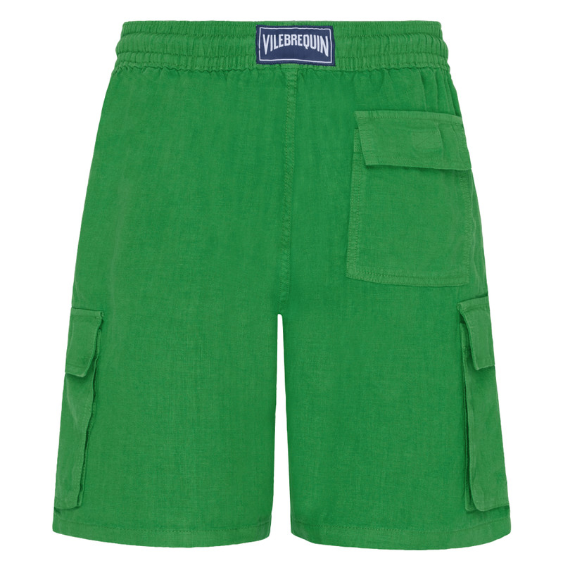 Men Linen Bermuda Shorts Cargo Pockets 2