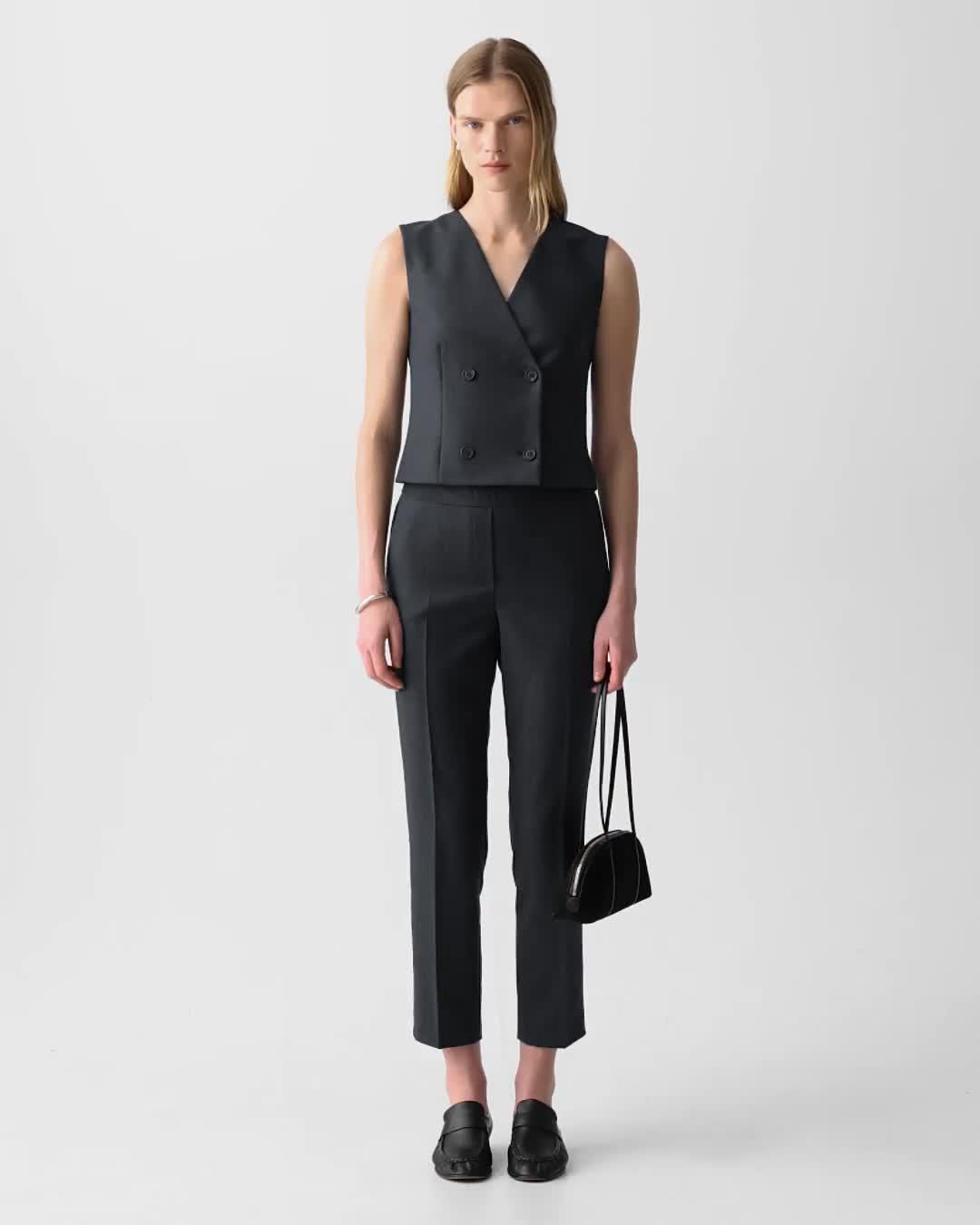 Shrunken Double-Breasted Vest in Sleek Flannel - 7