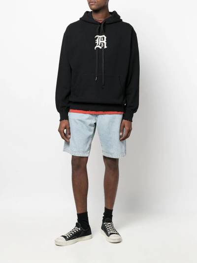 R13 logo-embroidered distressed hoodie outlook