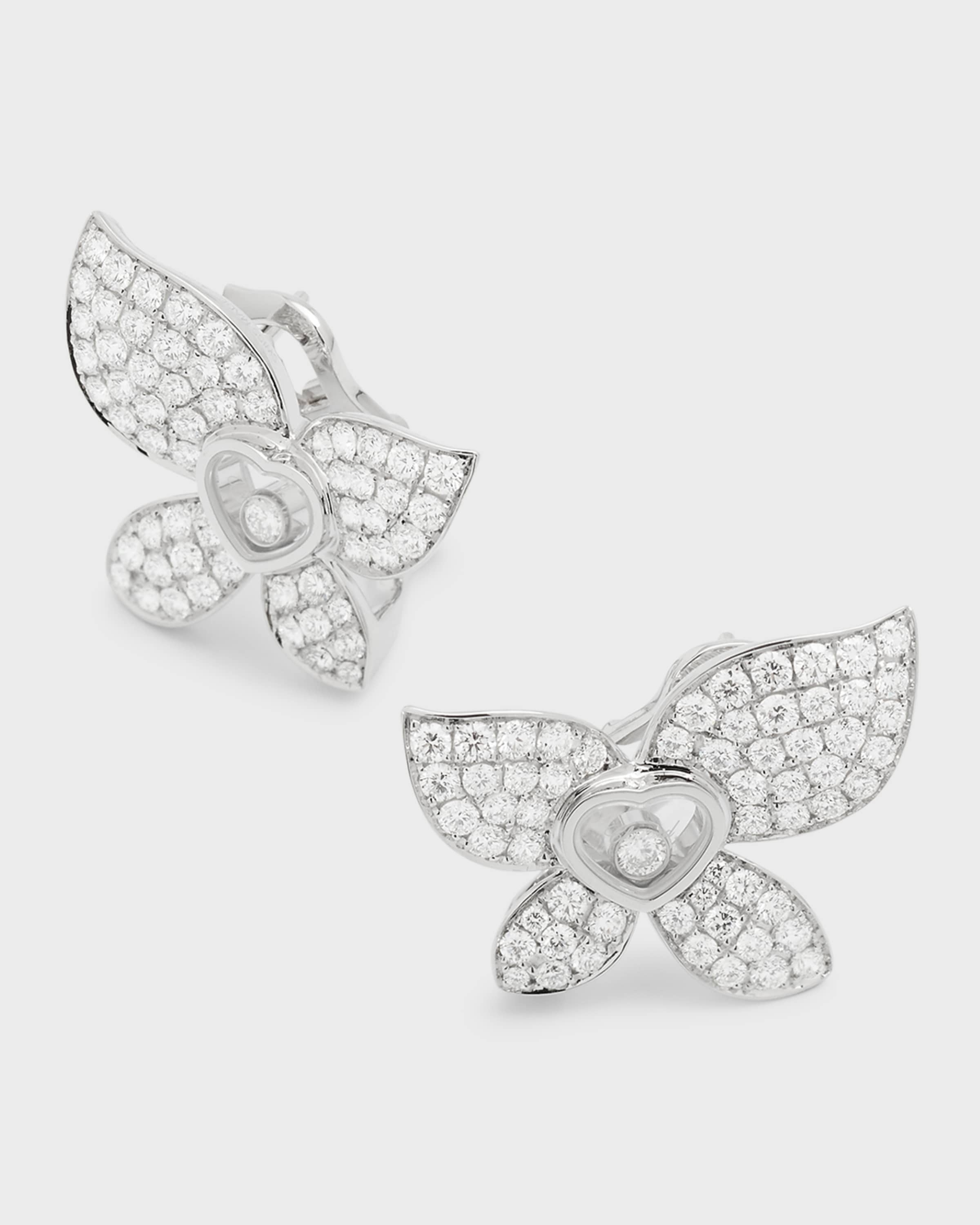 Happy Butterfly 18K White Gold Diamond Earrings - 4