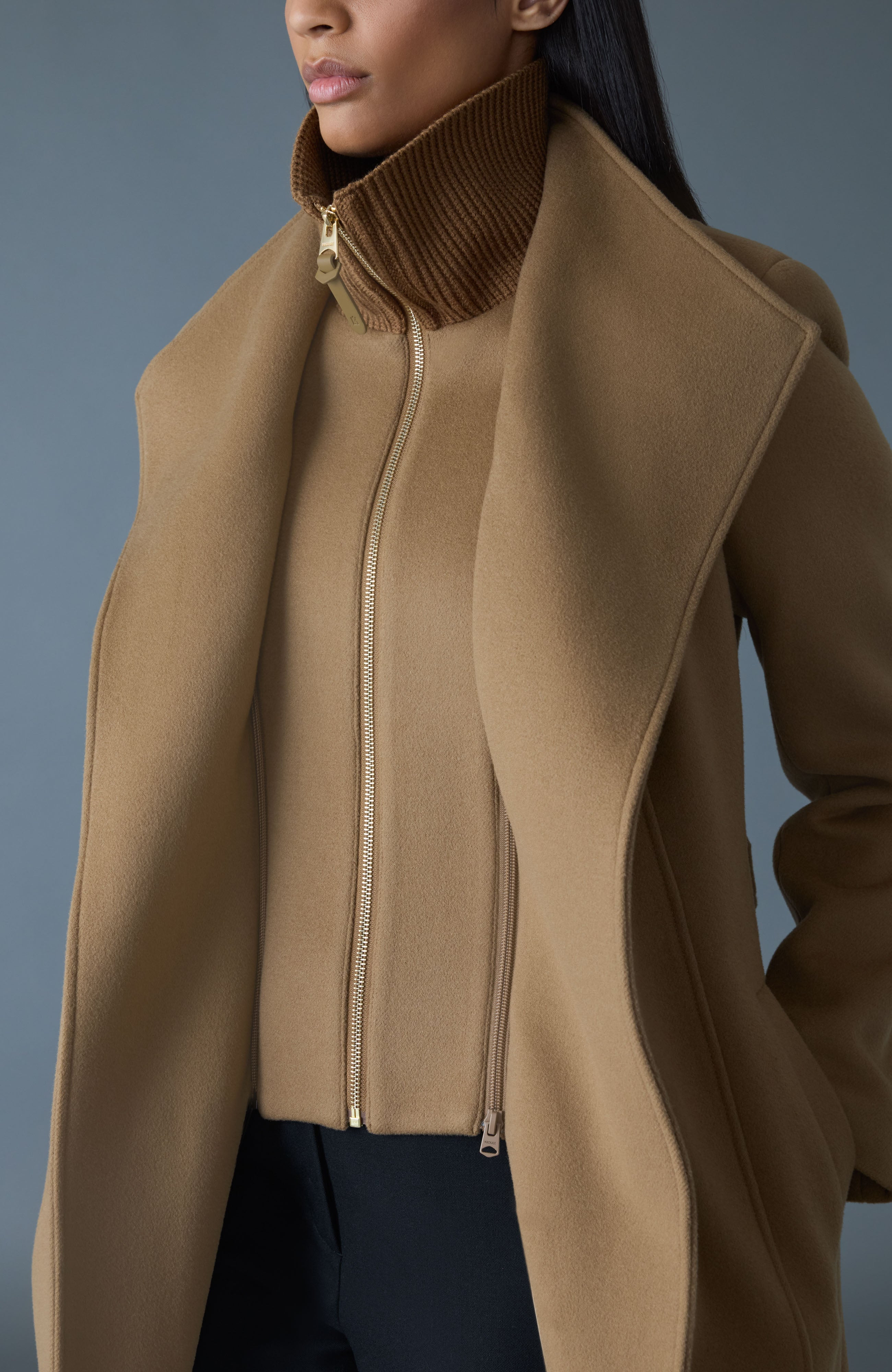 NORITA-Z 2-in-1 double face wool coat with sash - 5