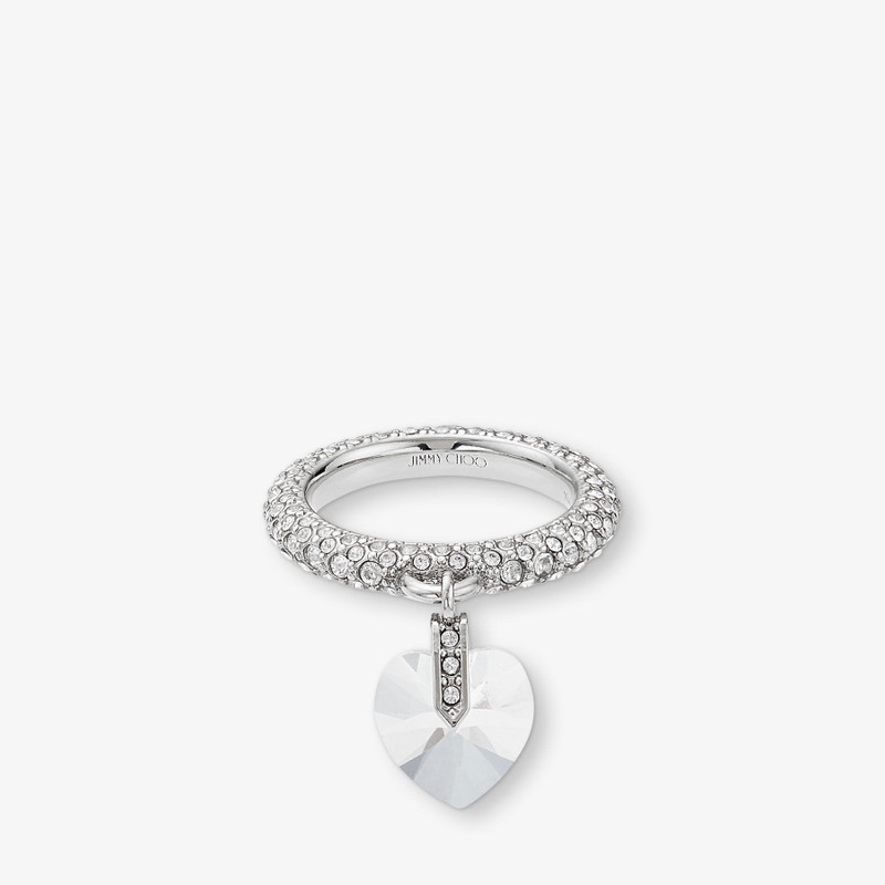 Heart Ring Silver-Finish Heart Ring with Crystals 5