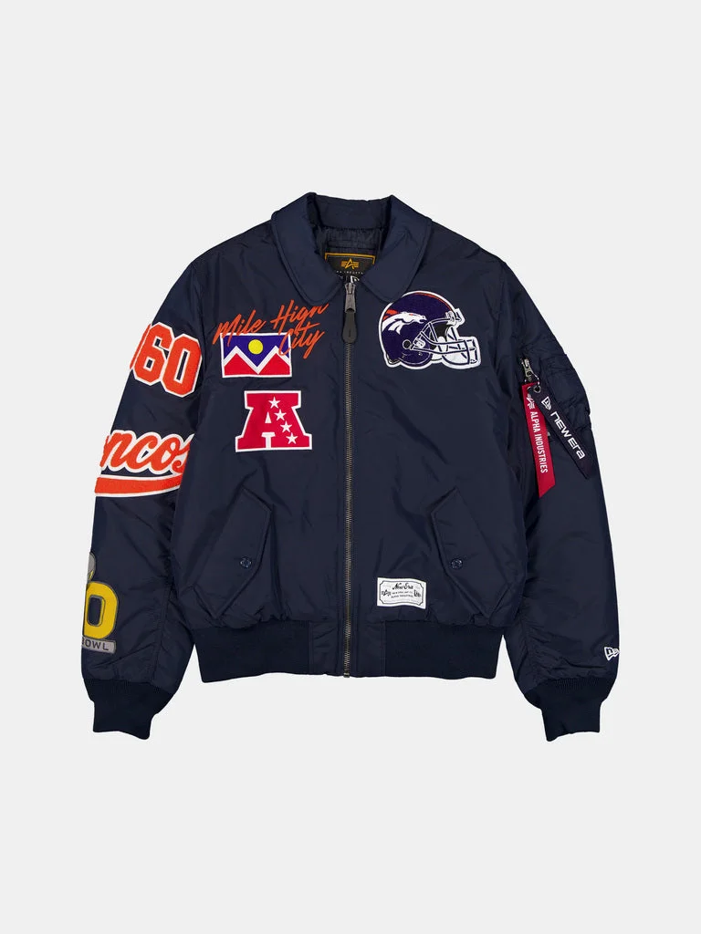 DENVER BRONCOS X ALPHA X NEW ERA MA-1 COLLARED BOMBER JACKET - 1