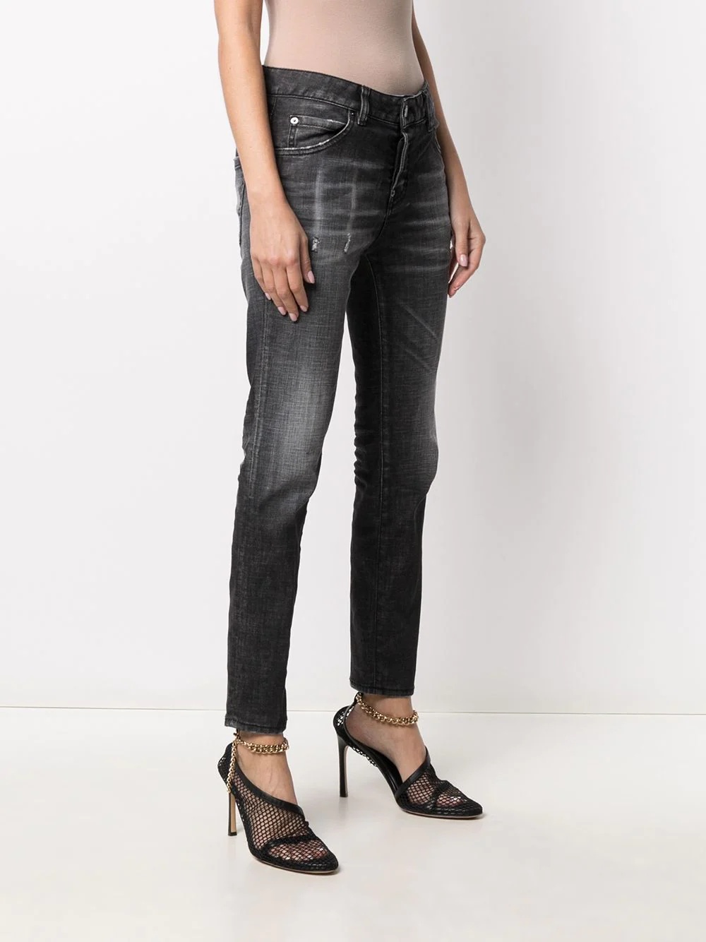 distressed-effect logo-patch denim jeans - 3