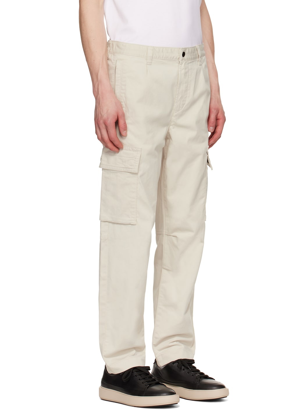 Beige Logo Patch Cargo Pants - 2