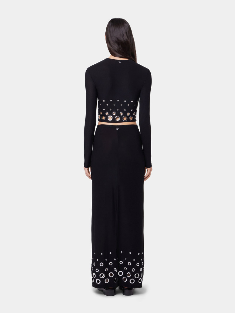 BLACK LONG SLEEVED CROP TOP IN JERSEY SECOND SKIN 6
