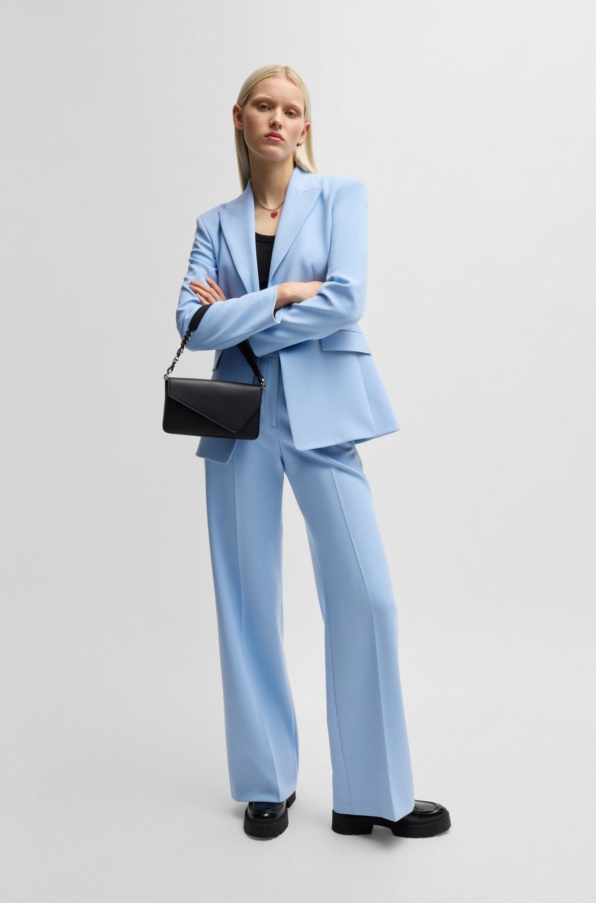 REGULAR-FIT HIGH-WAISTED TROUSERS WITH FLARED LEG - 3