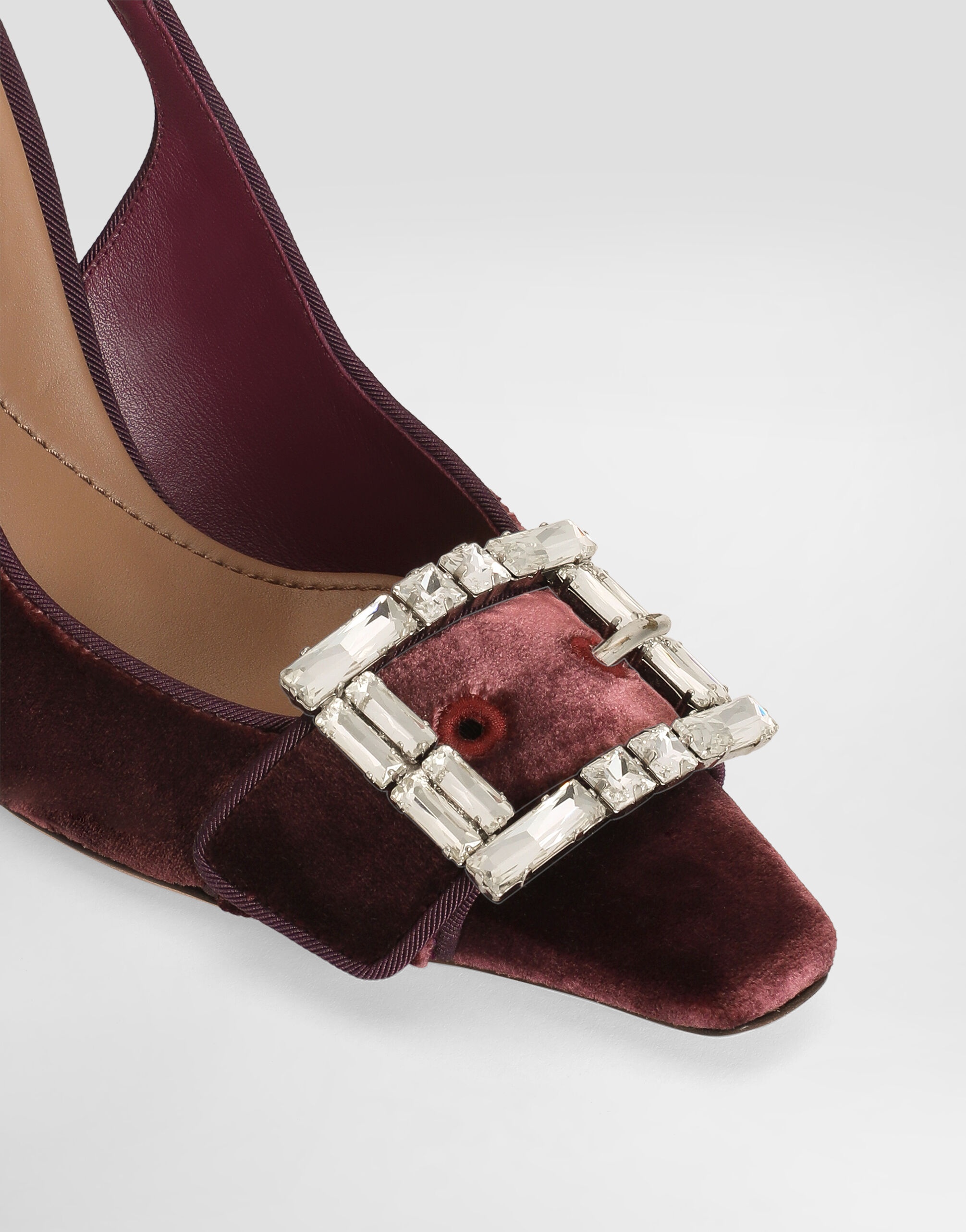 Velvet slingbacks with bejeweled buckle - 4