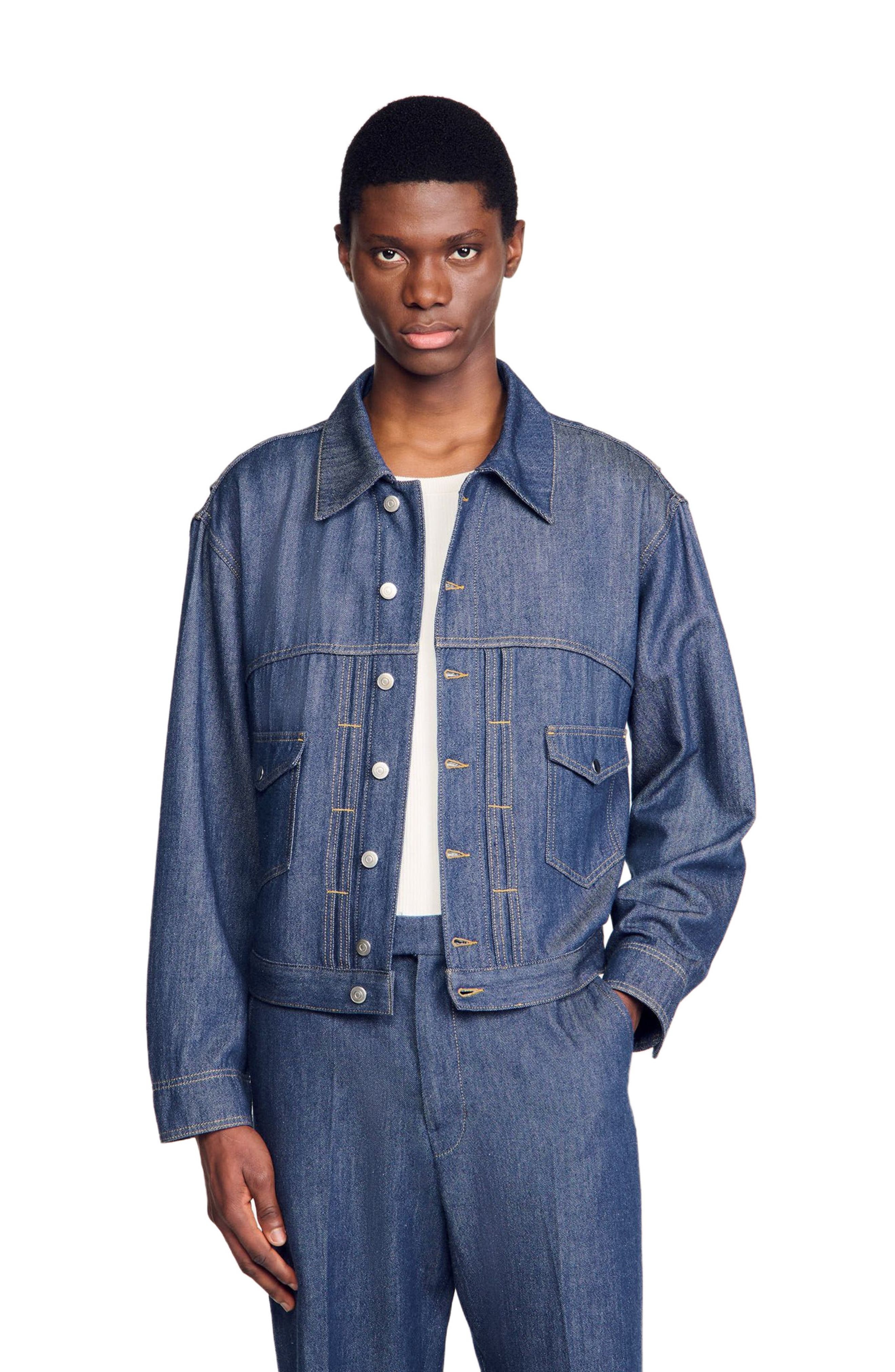 SANDRO Chambray jacket in Raw-Denim at Nordstrom - 3
