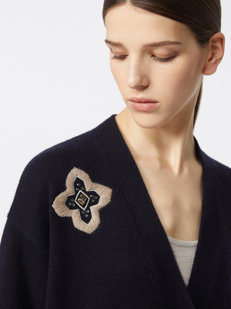 GIOIRE Long wool and cashmere cardigan - ULTRAMARINE 5