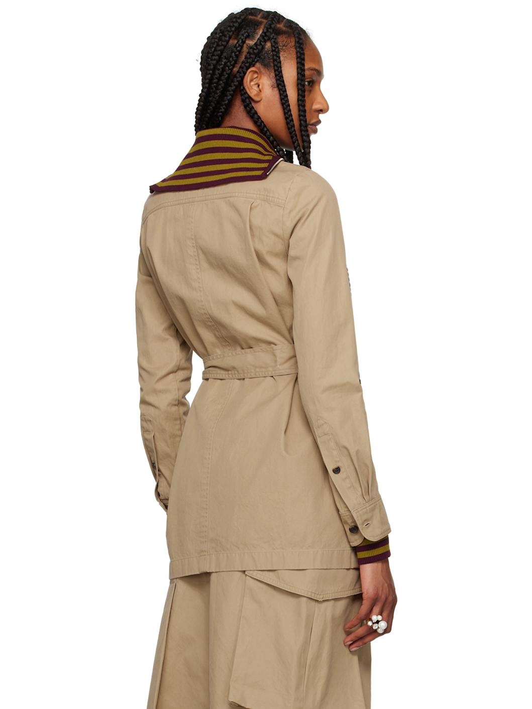 Beige Lace-Up Minidress - 3