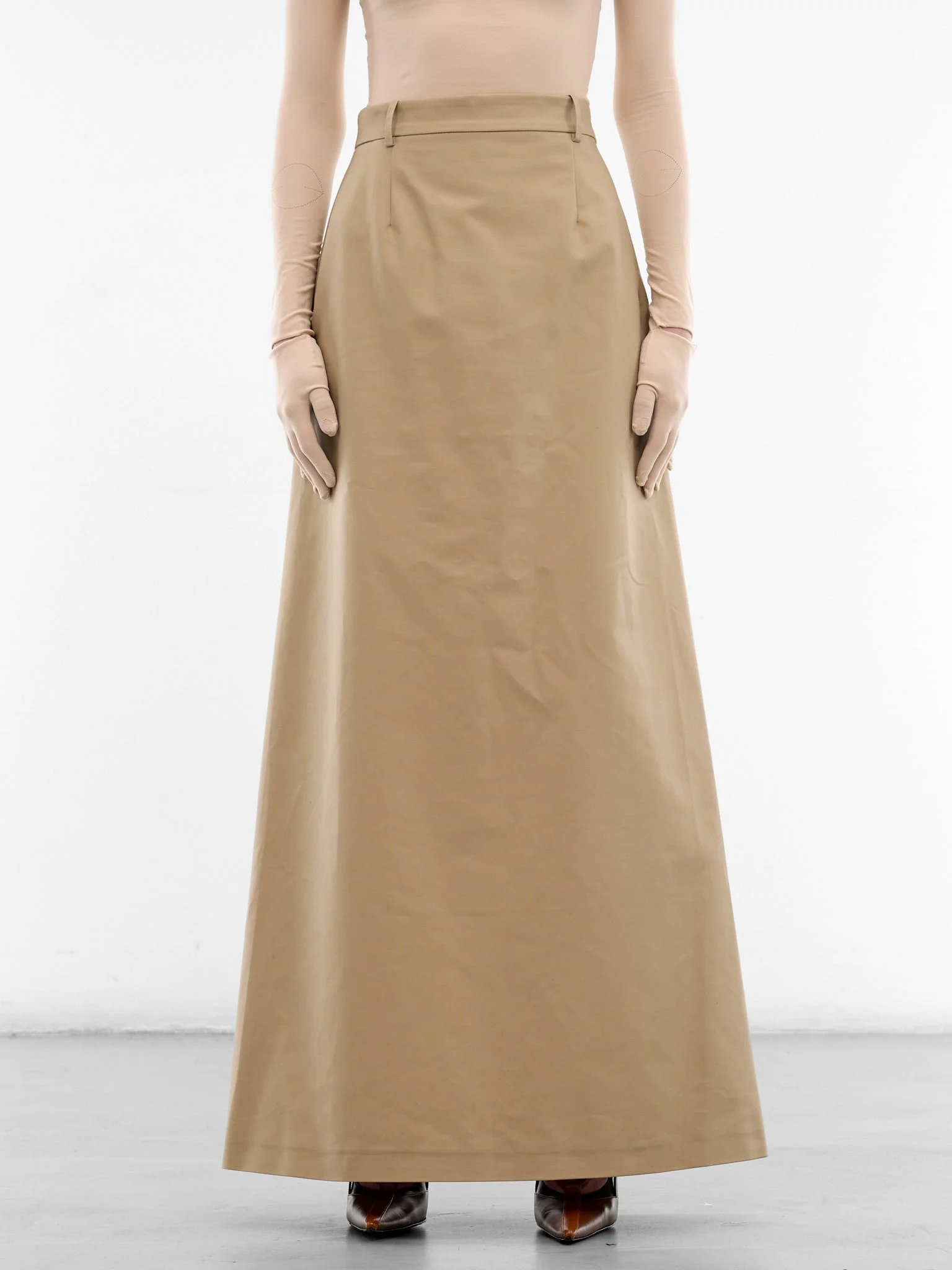 Beige Hybrid Pants Maxi Skirt - 1
