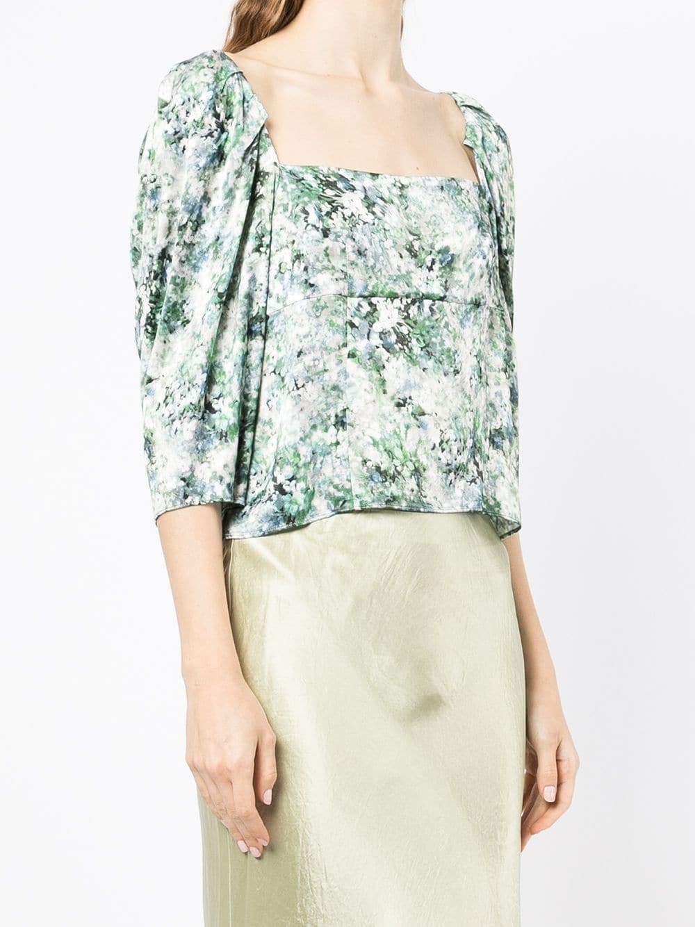 floral-print square-neck blouse - 3