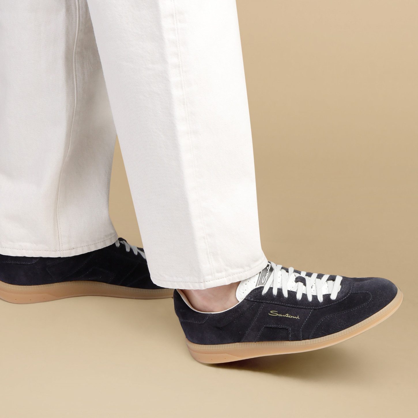 スニーカー Santoni Dbs Oly Suede Sneakers With Double Buckle Detail Santoni - Suede DBS Olympic Sneaker | Mitchell Stores