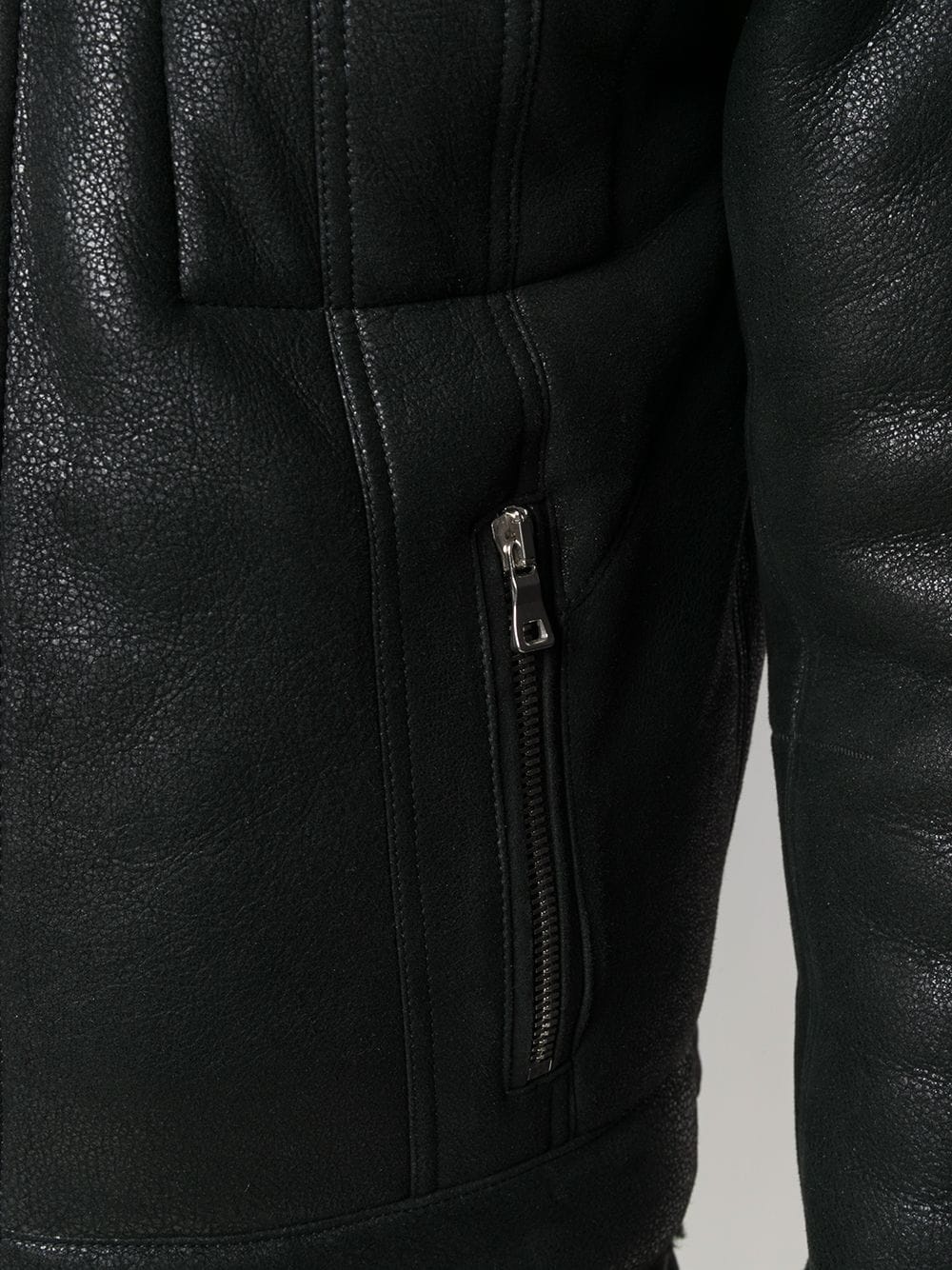 shearling-lining leather jacket - 5