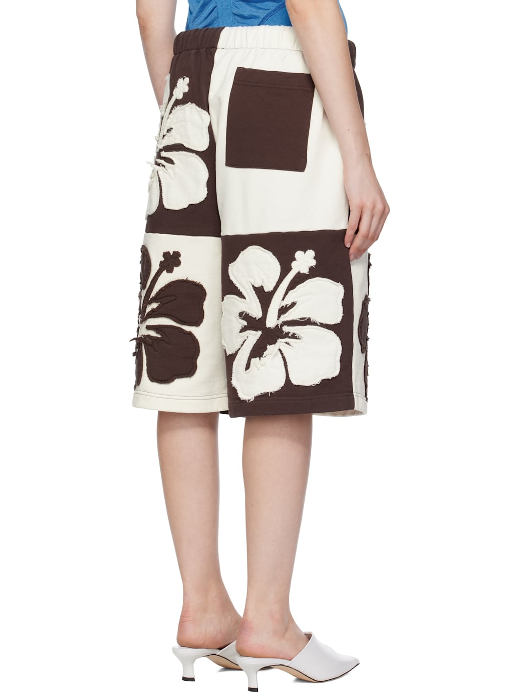 Brown & Off-White Flower Shorts - 3