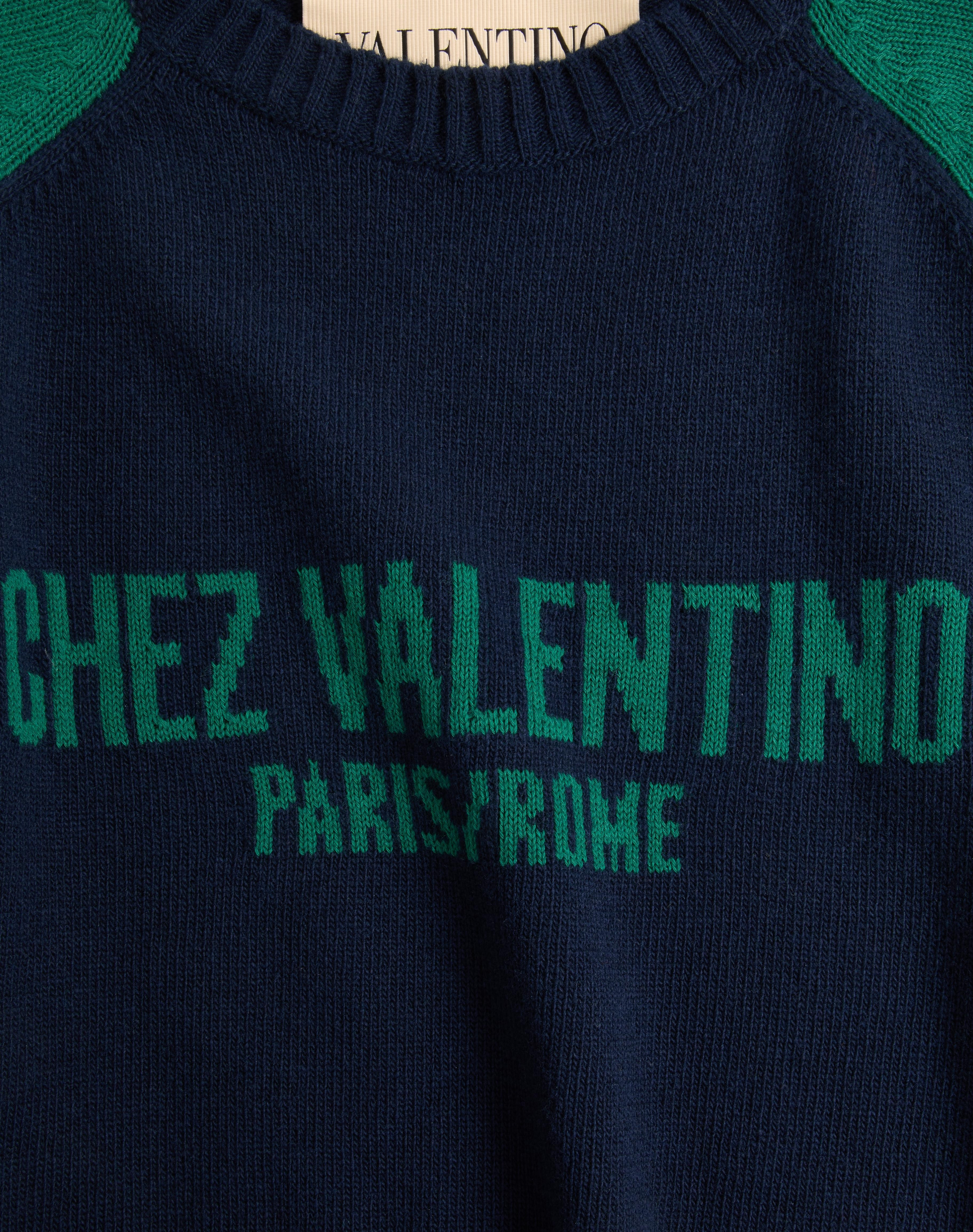 WOOL AND COTTON SWEATER WITH CHEZ VALENTINO JACQUARD PATTERN - 7