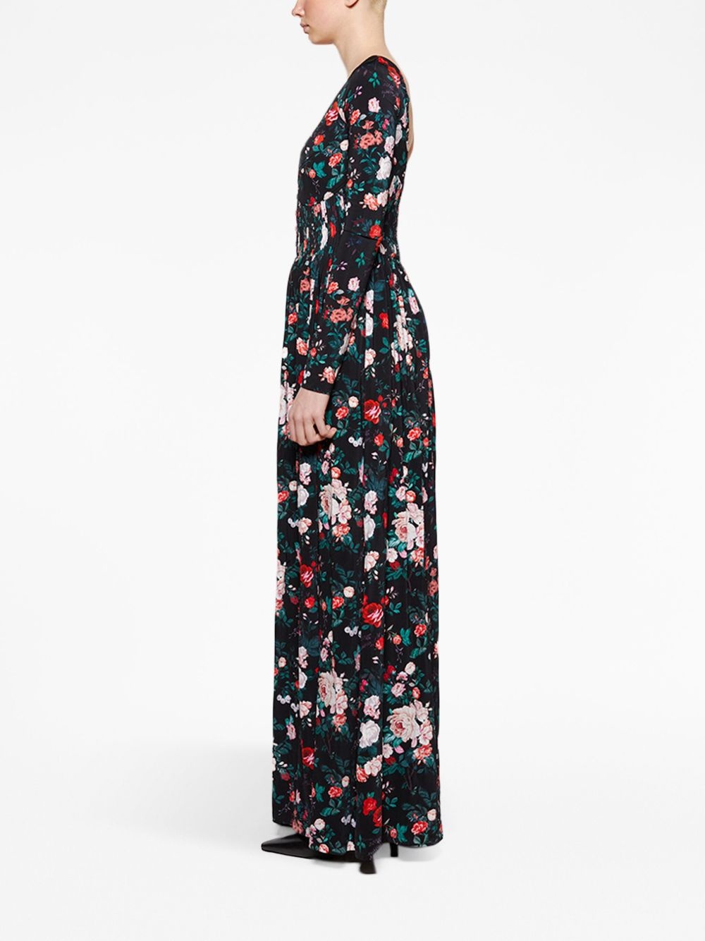 rose-print maxi dress - 3