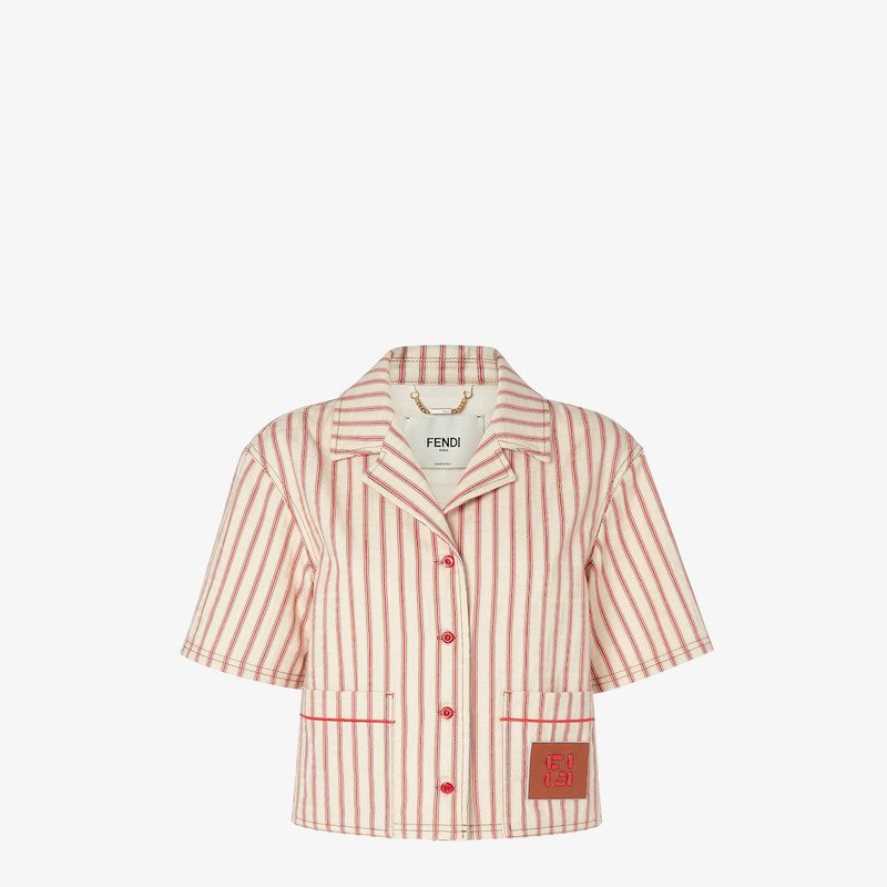 Shirt Beige FF denim shirt with red stripes 1