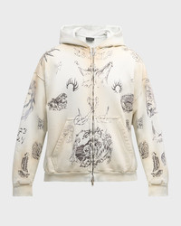 BALENCIAGA Men's Tat Heavy Fleece Zip Hoodie | neimanmarcus