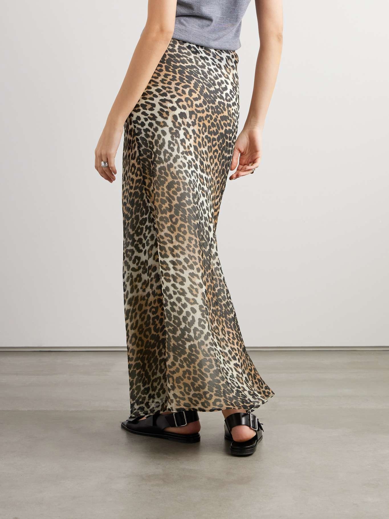 Leopard-print recycled-crepon maxi skirt - 3