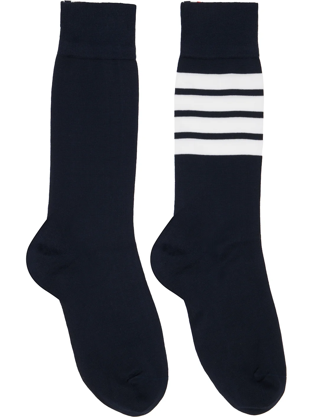 Navy Cotton 4-Bar Mid Calf Socks - 1