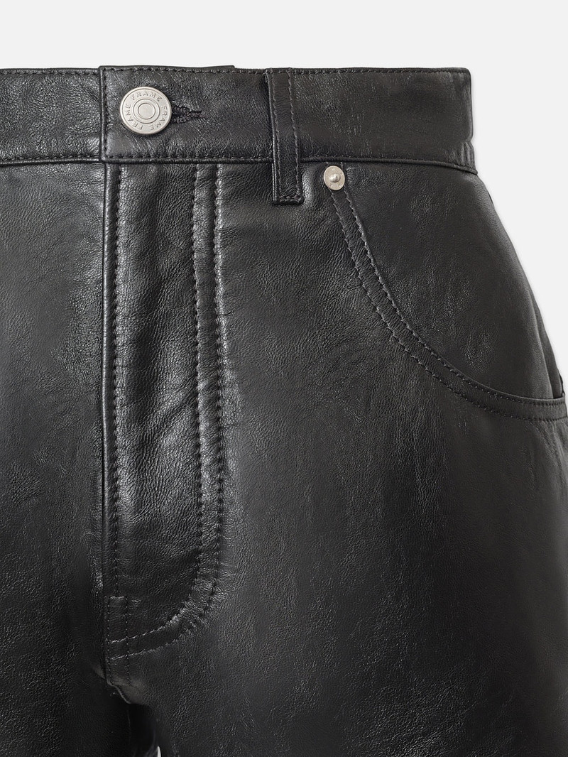 Side Slit Leather Short in Black 2