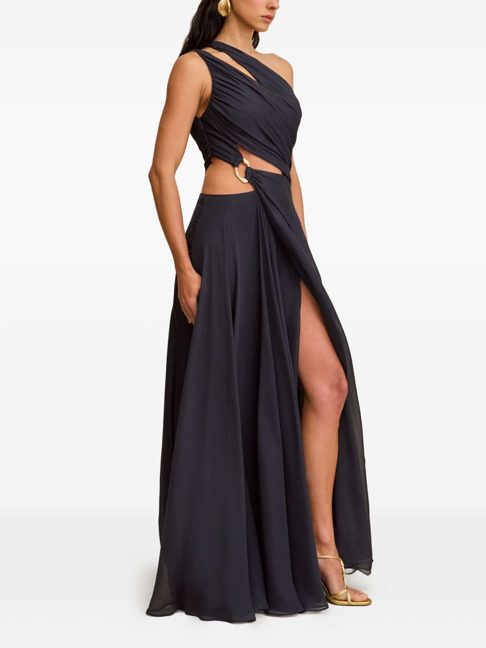 Zan one-shoulder cut-out gown - 2
