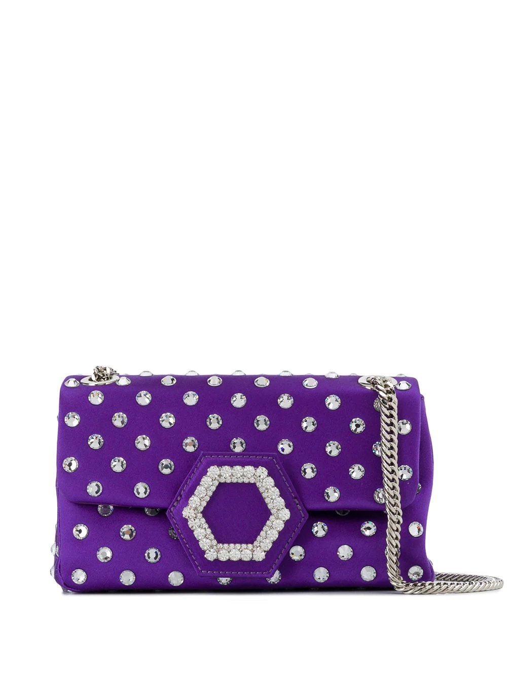 crystal-embellished satin shoulder bag - 1