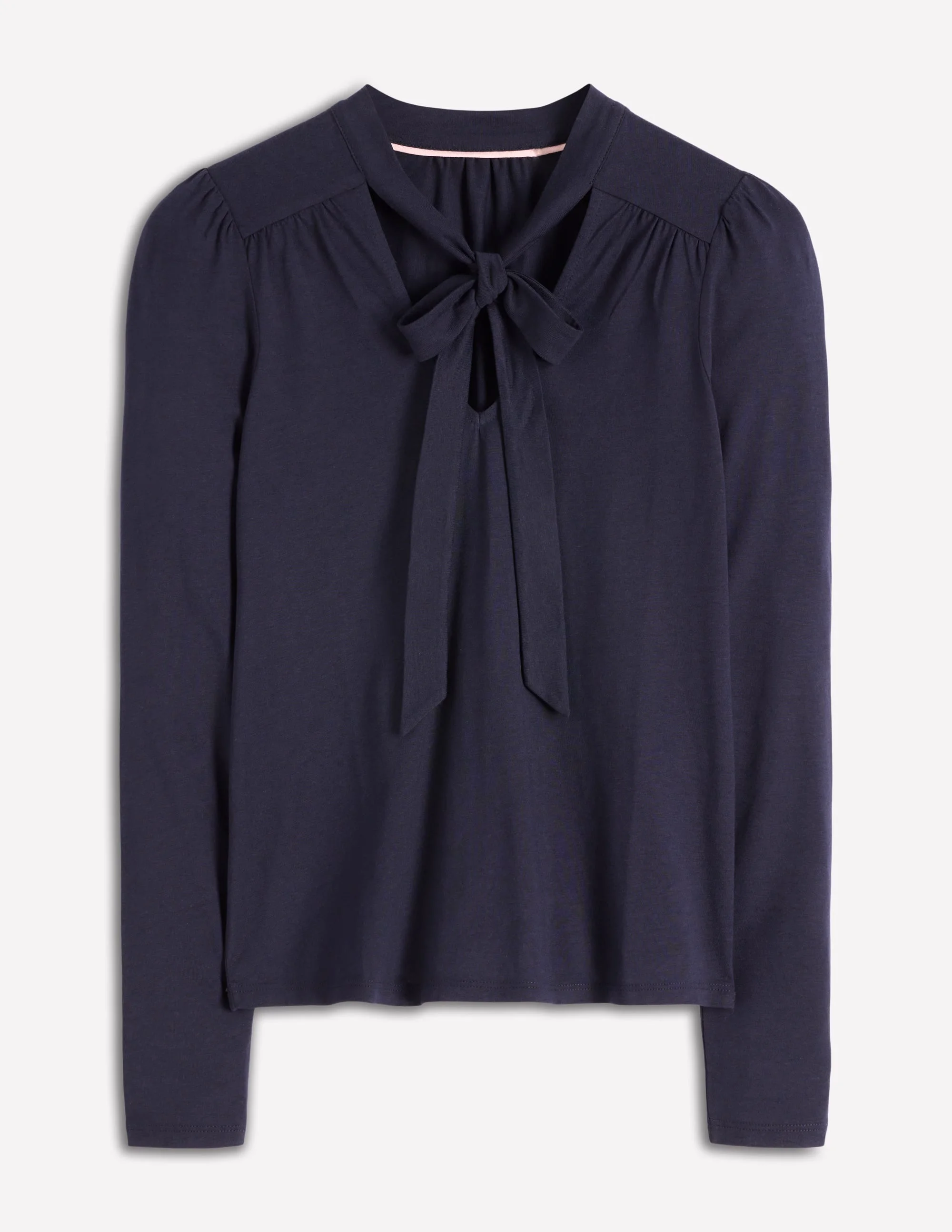 Tie Neck Supersoft Top-Navy - 1