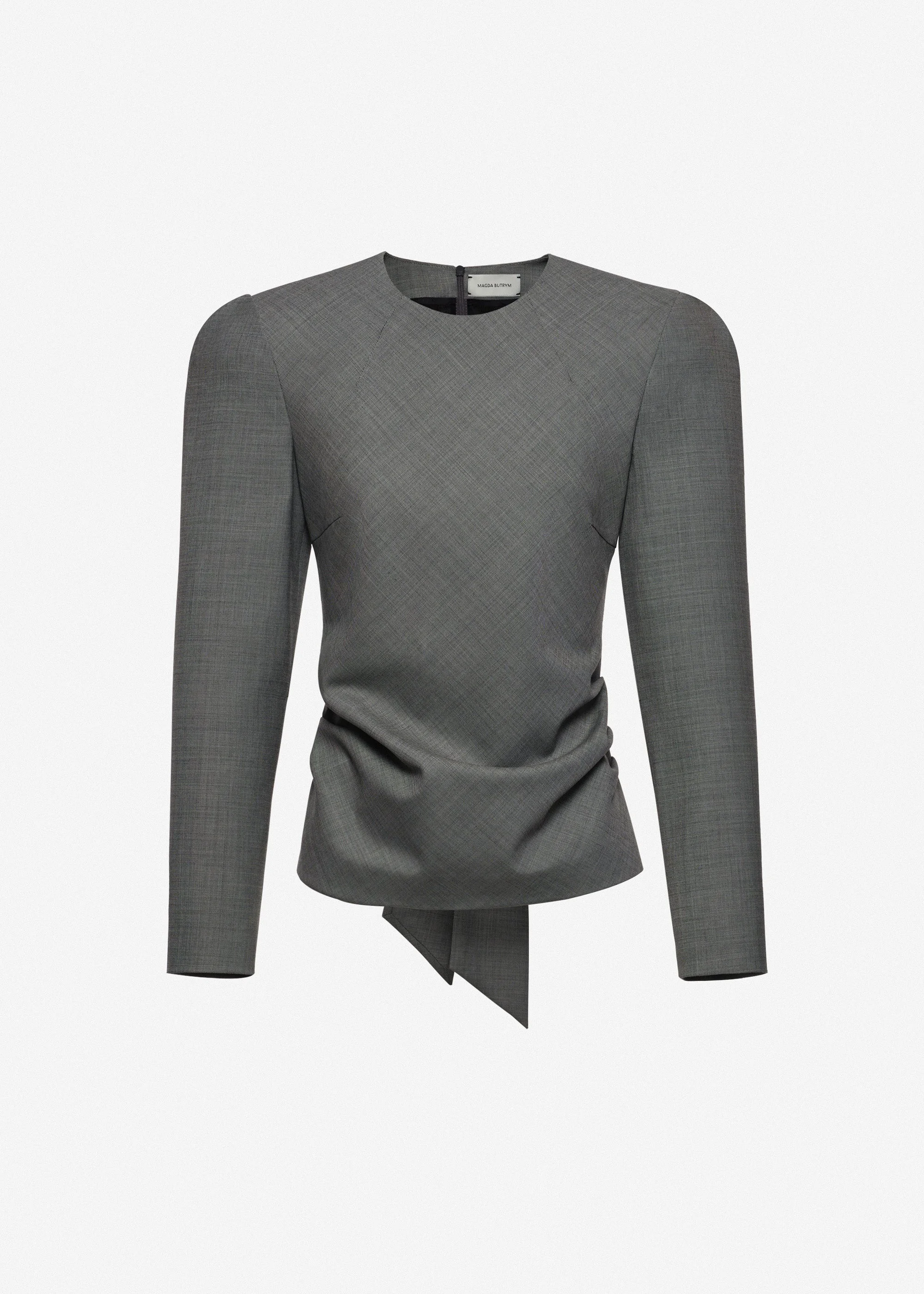 Fitted blouse with back tie detail in grey - 1