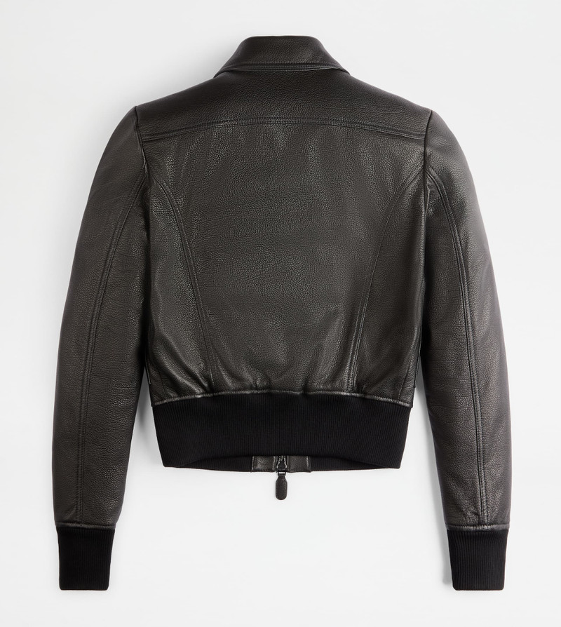 Tod's BOMBER JACKET IN LEATHER - BLACK outlook
