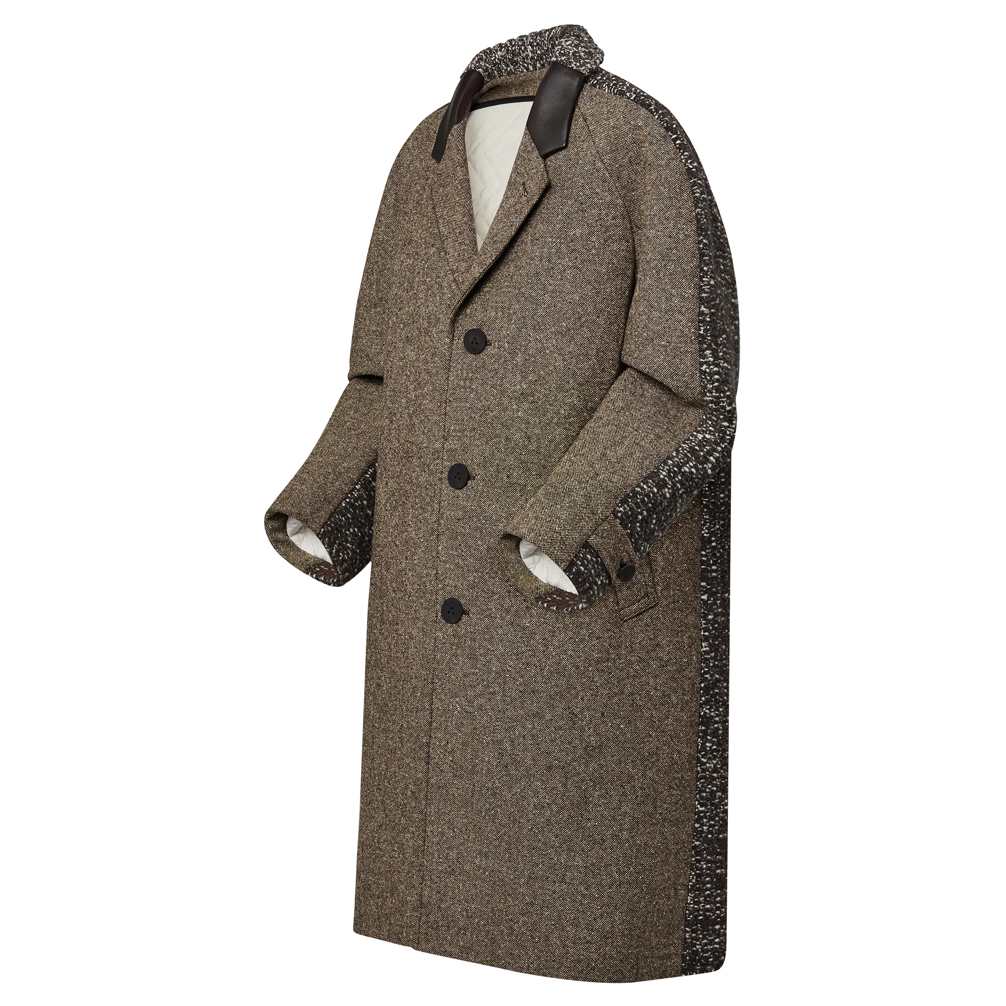 Bi-Material Long Coat - 2
