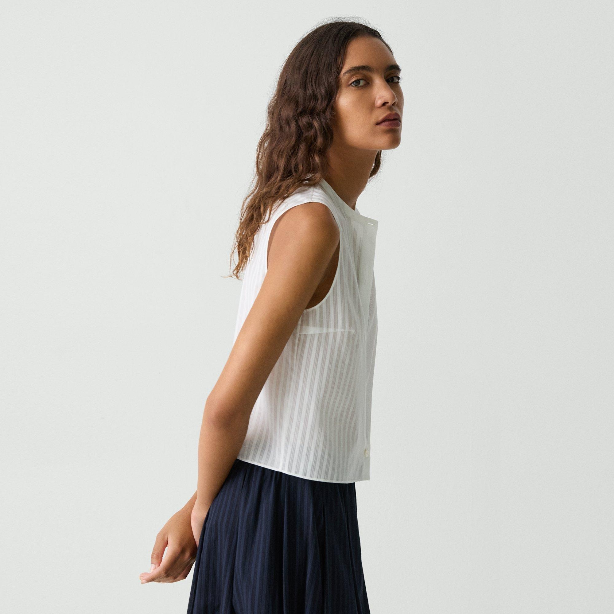 Button-Up Shell Top in Linear Cotton - 3