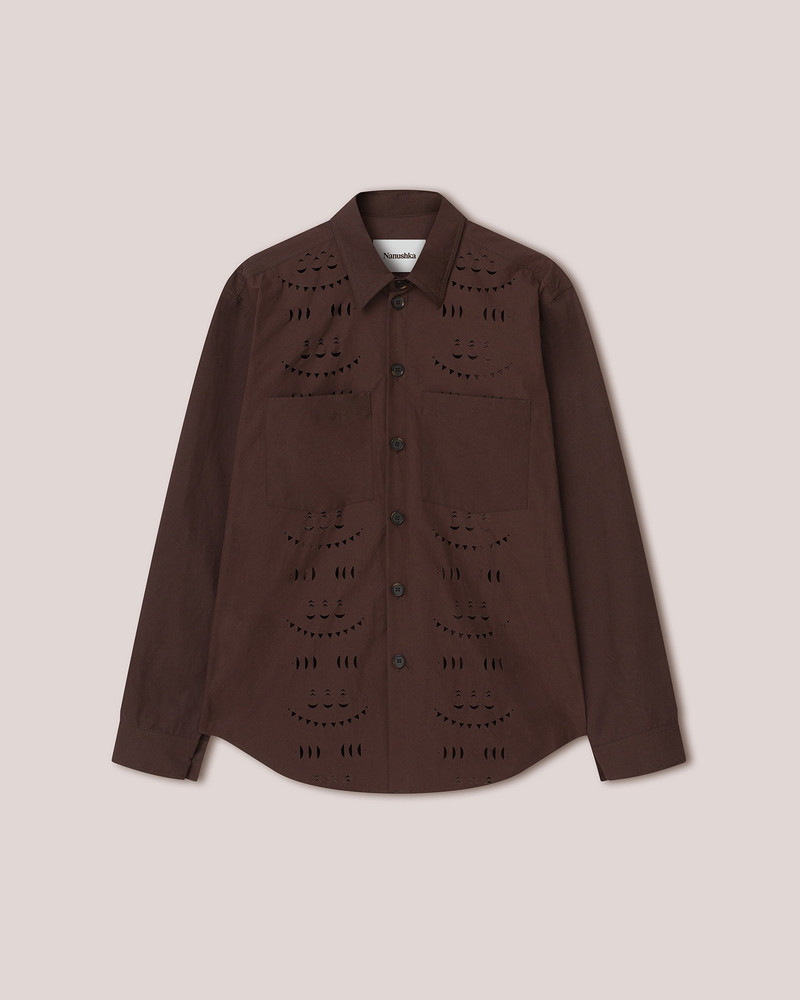 JARI - Laser-cut shirt - Dark brown 1