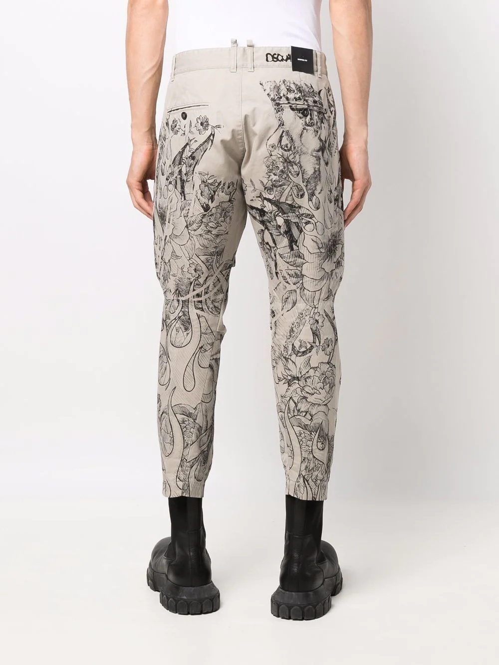 graphic print chino trousers - 4