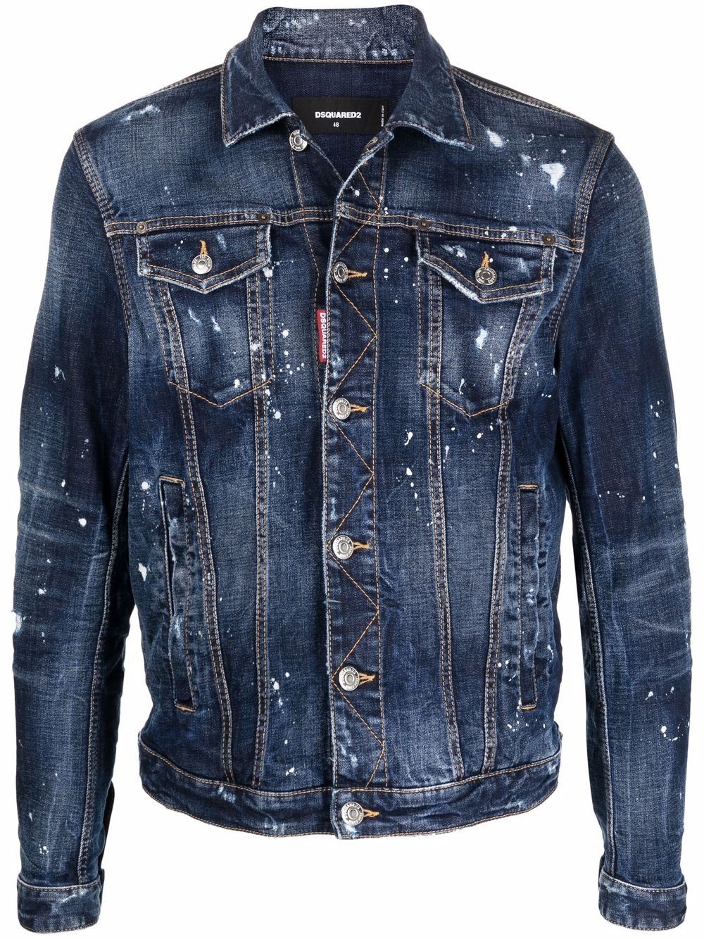 paint-splattered denim jacket - 1