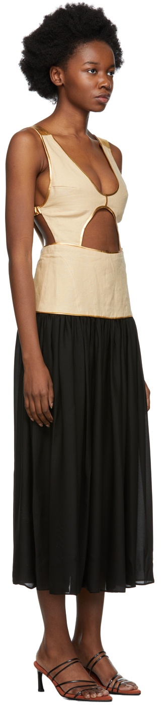 Beige & Black Corpetto Dress - 2