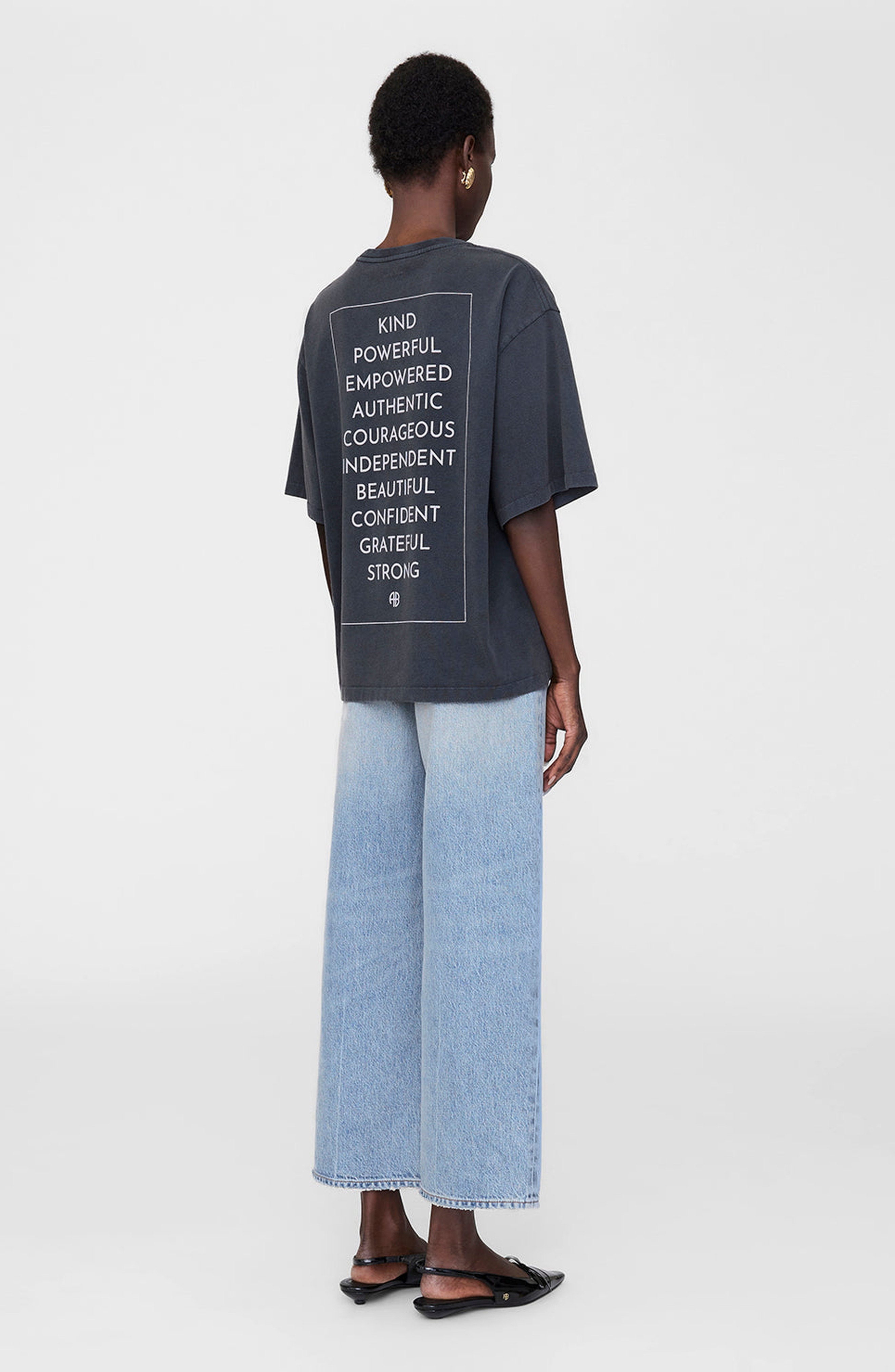 ANINE BING Rudy Empowerment Tee in Washed Black at Nordstrom - 2
