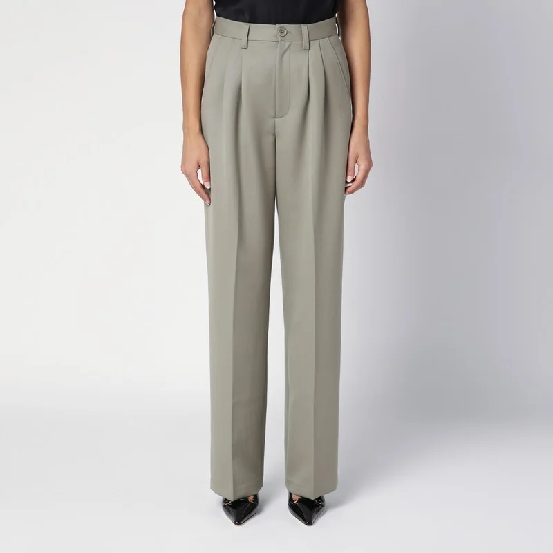 Khaki wool trousers - 1