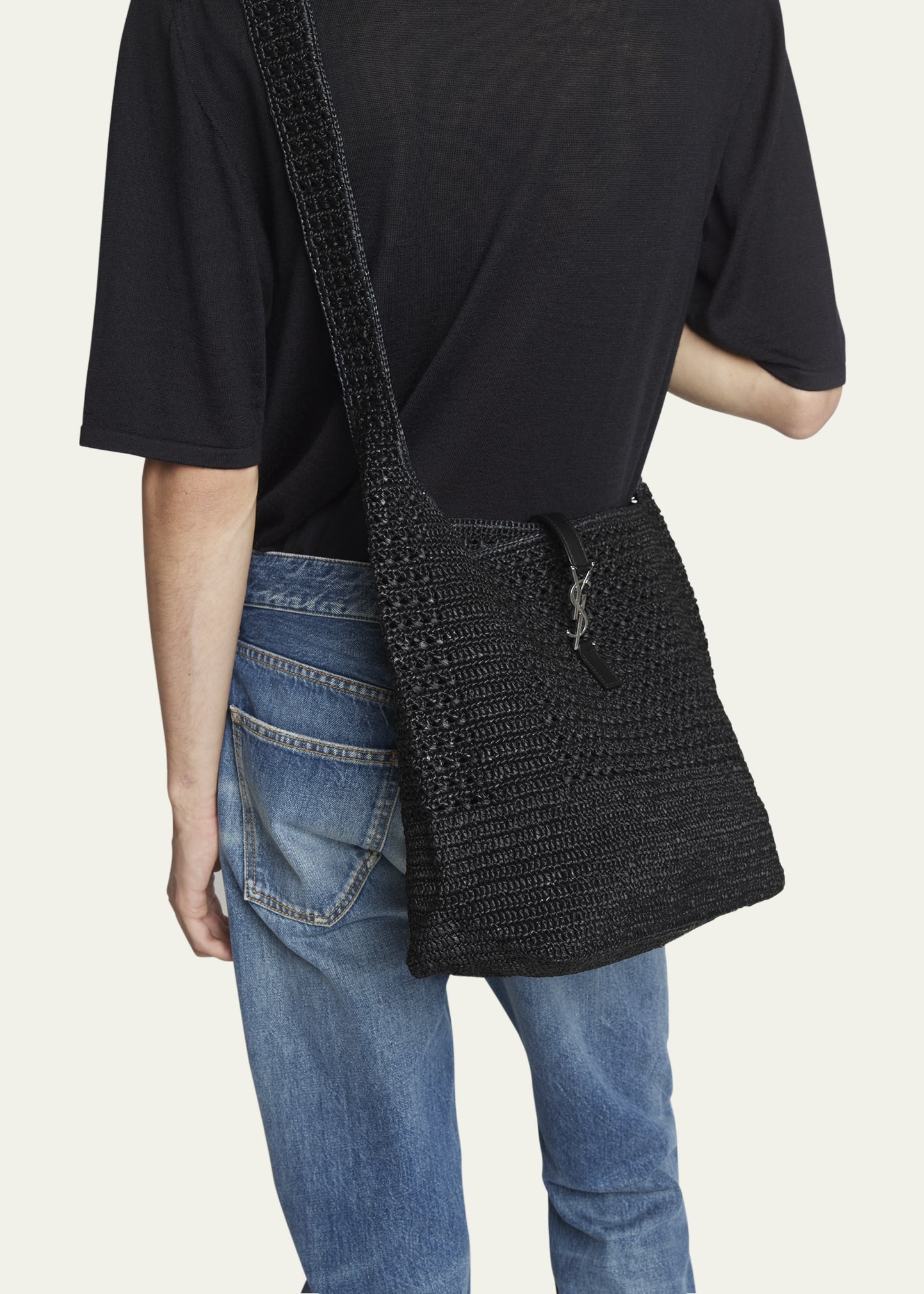 Men's LE 5 A 7 Raffia Hobo Bag - 2