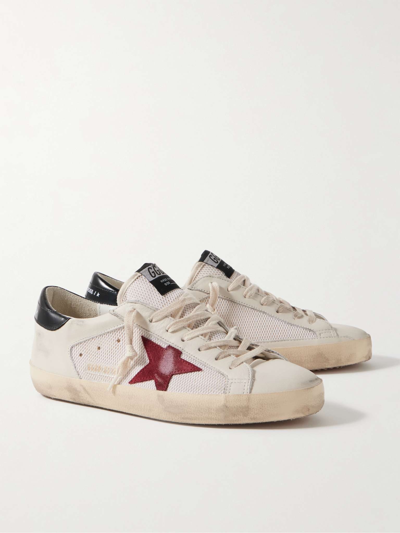 Superstar Distressed Suede-Trimmed Leather and Mesh Sneakers - 4