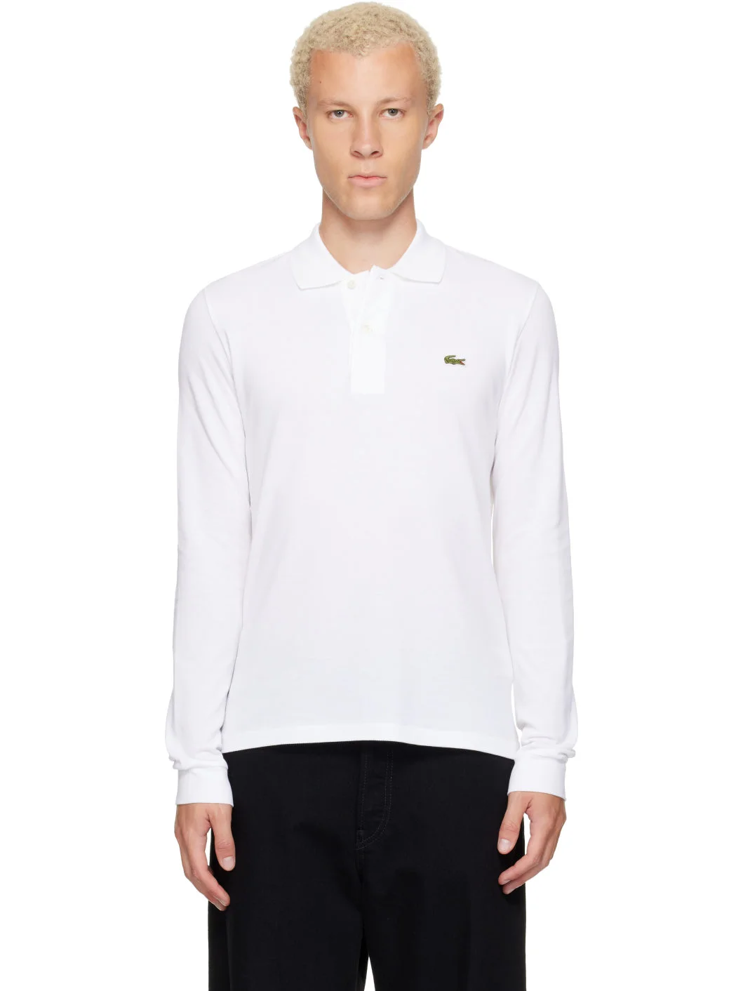 White Classic Fit Long Sleeve L.12.12 Polo - 1