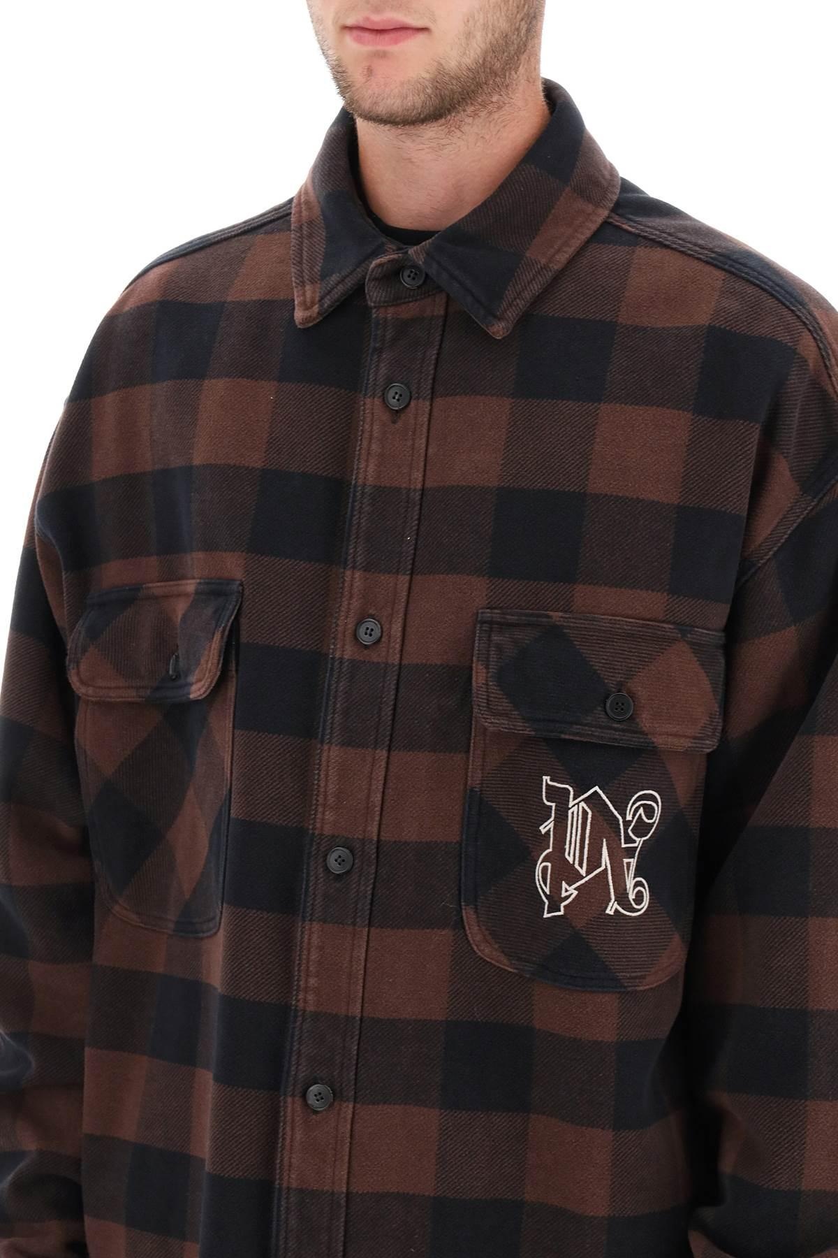 PALM ANGELS FLANNEL OVERSHIRT WITH CHECK MOTIF - 5