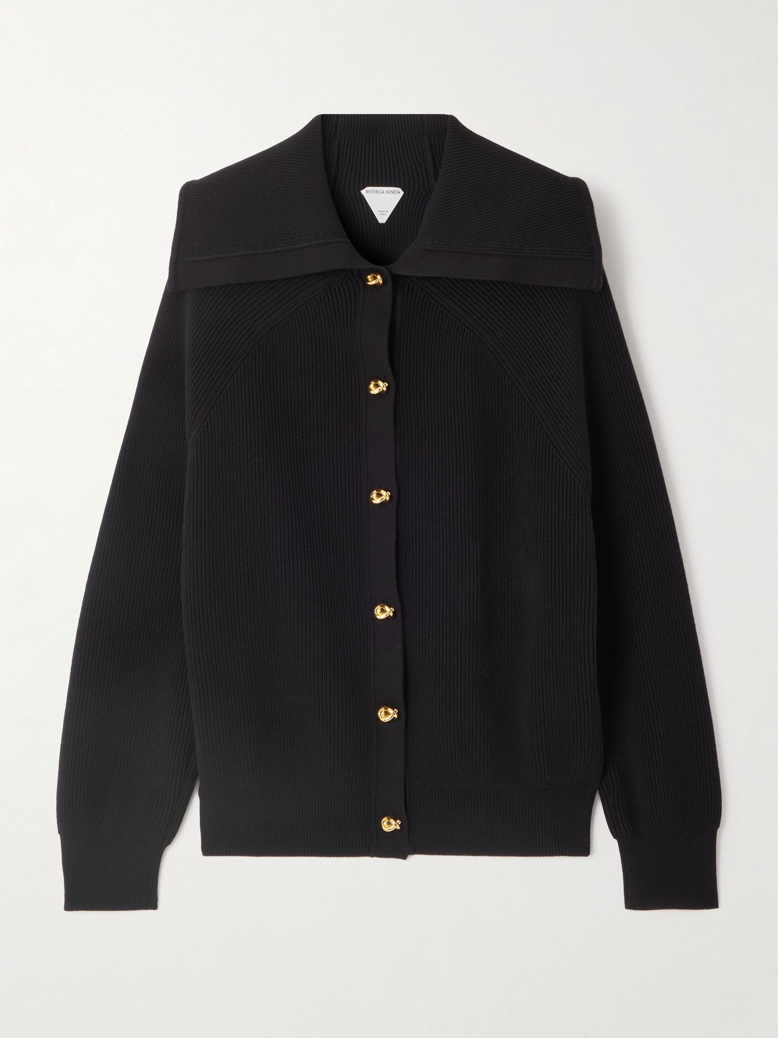 Ribbed cotton cardigan Black - 1