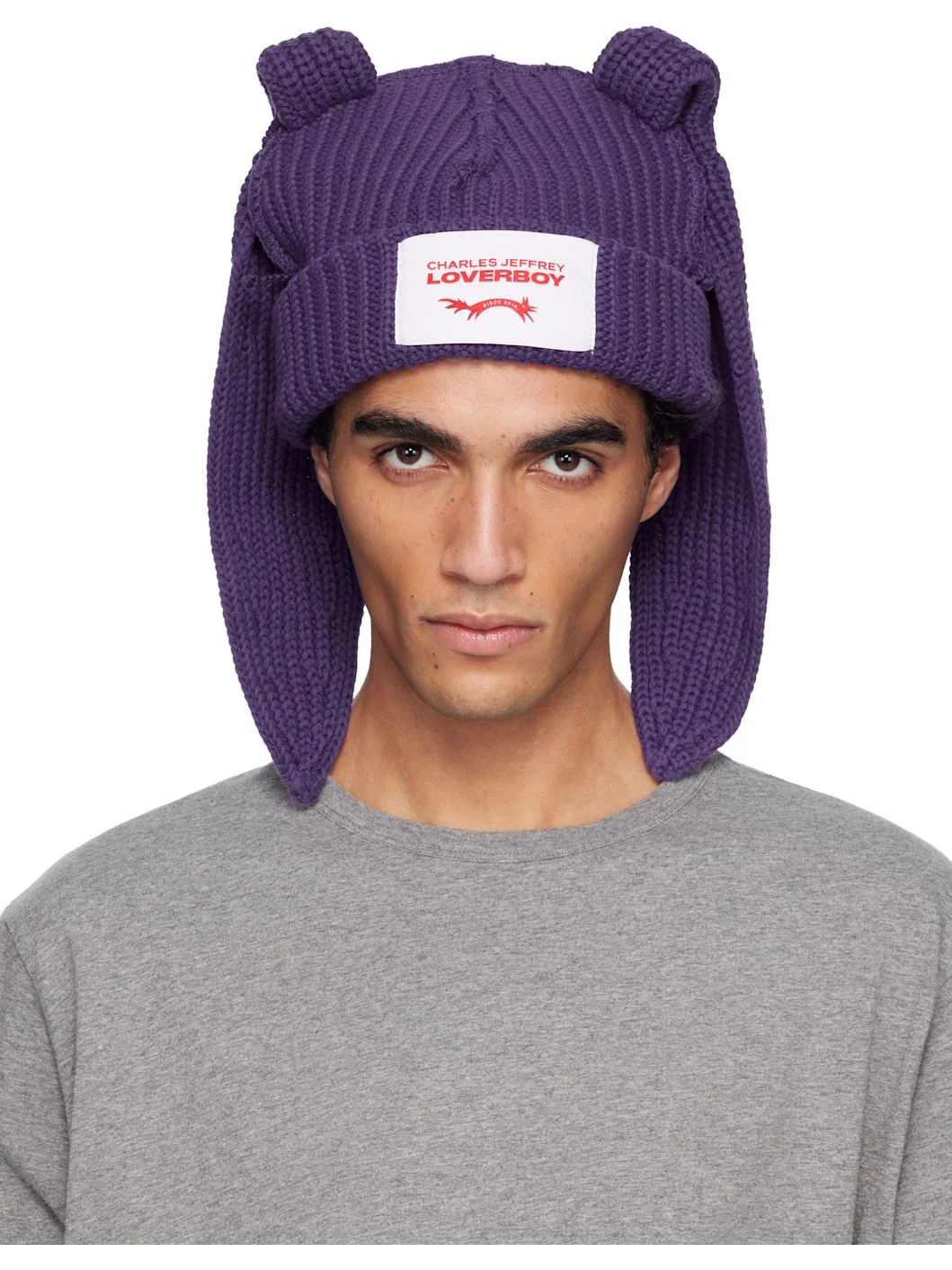 Purple Chunky Rabbit Beanie - 1